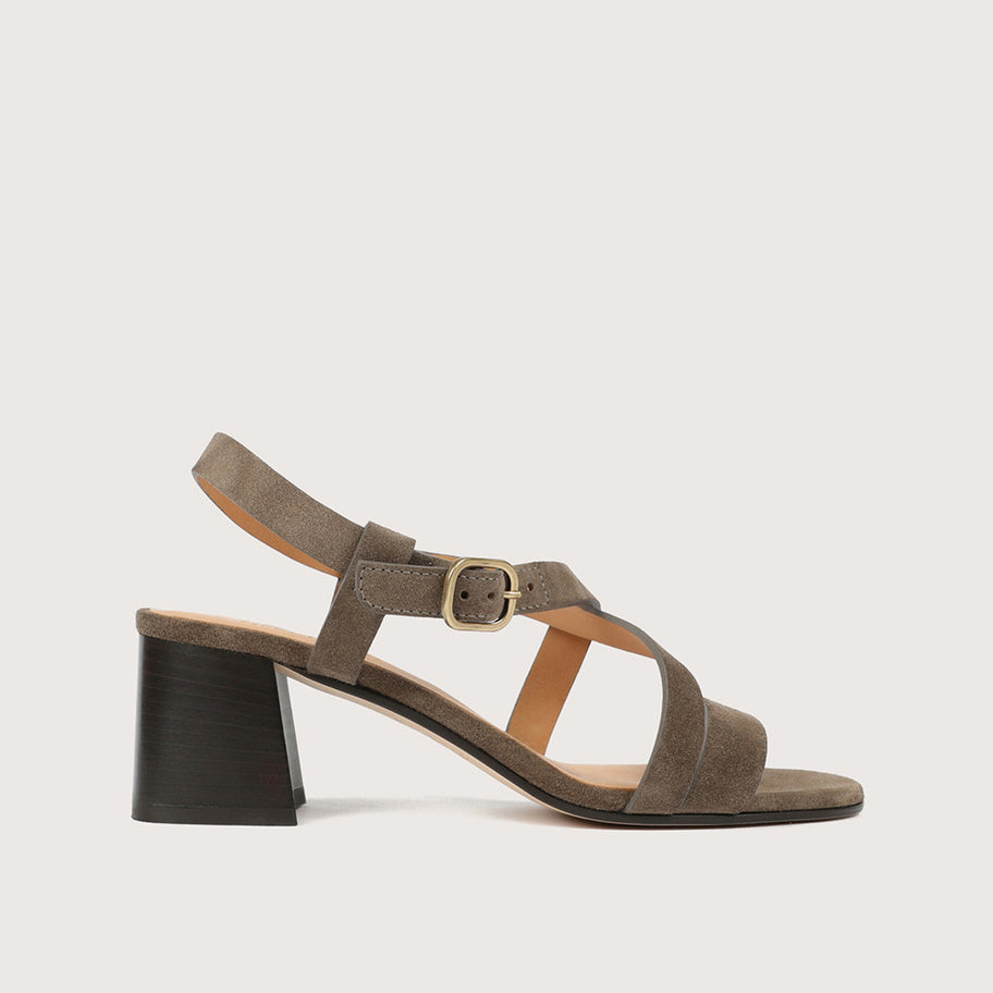 SOFIA Velours Souris Cuir