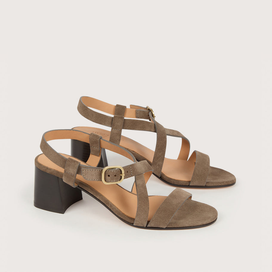 SOFIA Velours Souris Cuir