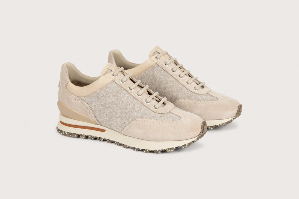 ATHI FE Grege/Argile Hydrovelours/Wool Trainer