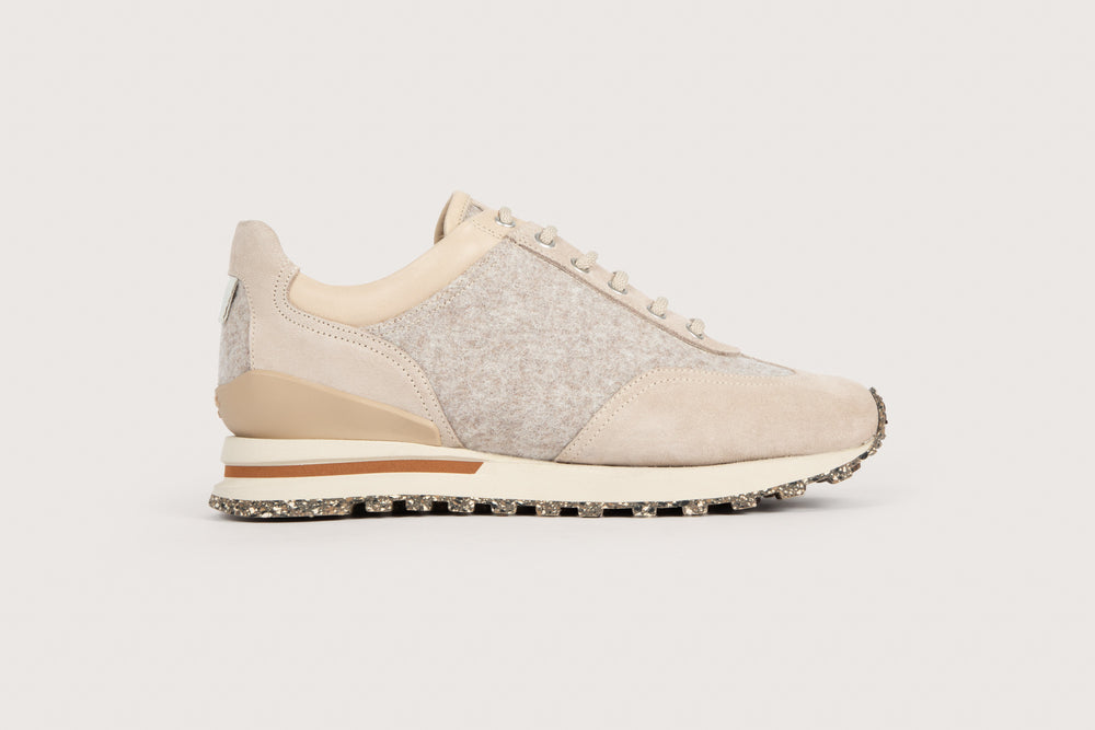 ATHI FE Grege/Argile Hydrovelours/Wool Trainer