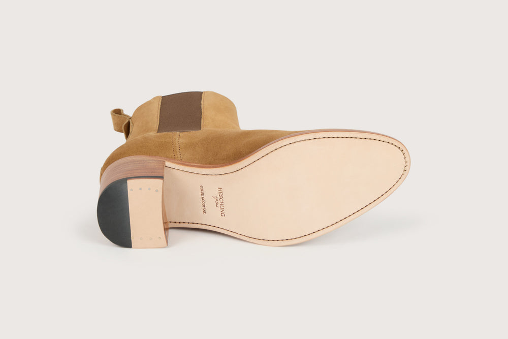 MAUD Velours Camel Cuir