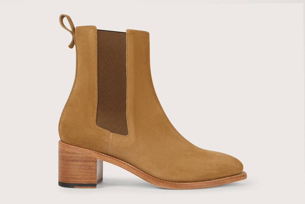 MAUD Velours Camel Cuir