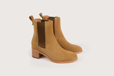 MAUD Velours Camel Cuir