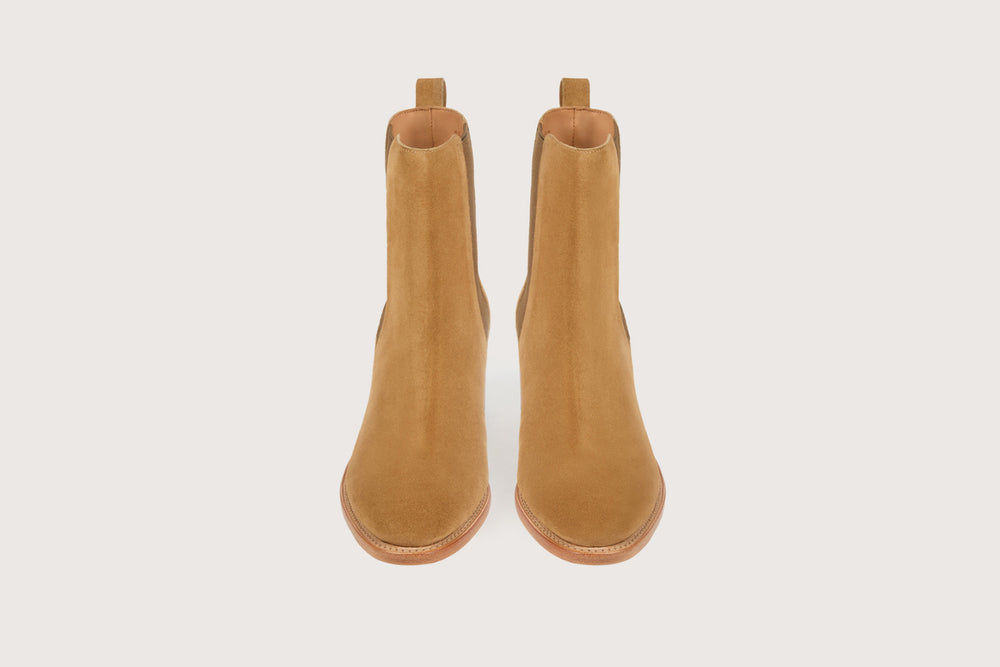MAUD Velours Camel Cuir