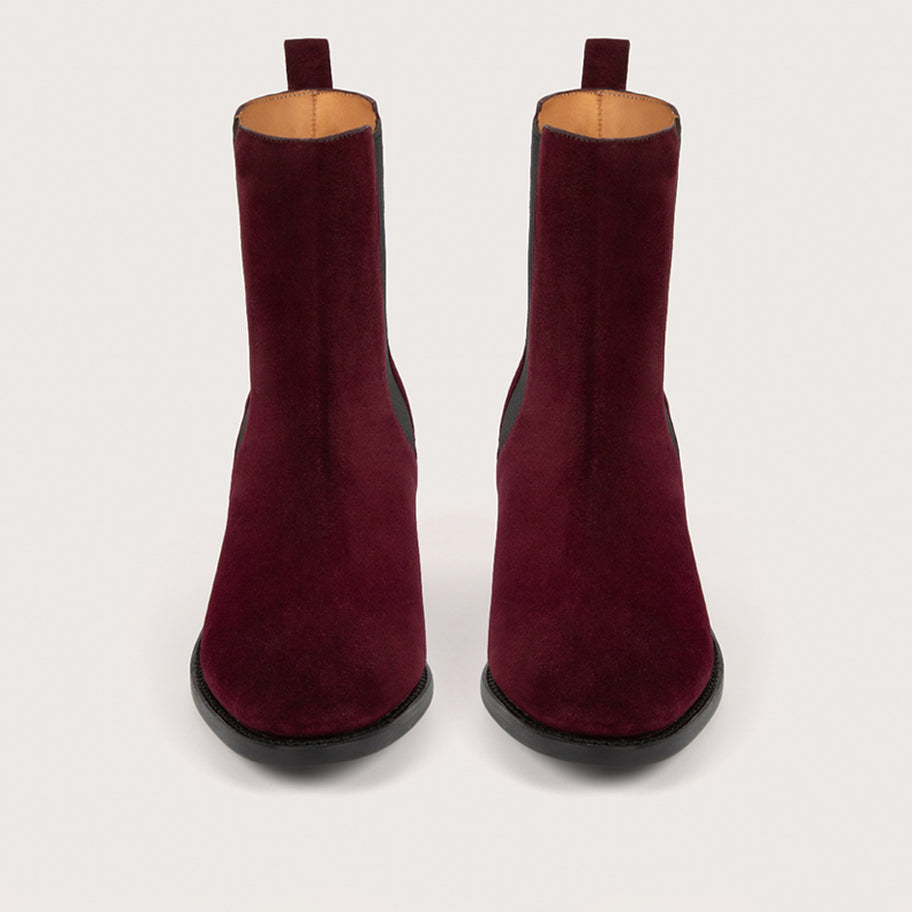MAUD Velours Aubergine Cuir P