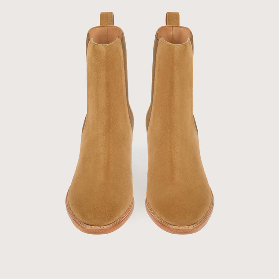 MAUD Velours Camel Cuir